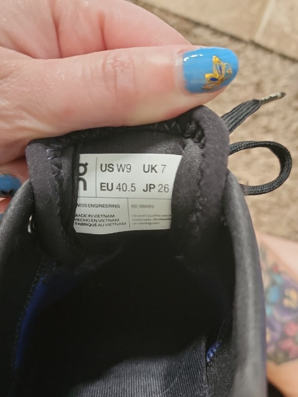 On Running Women's Athletic Shoes in Navy, Lavender and Lime - Picture 4 of 5